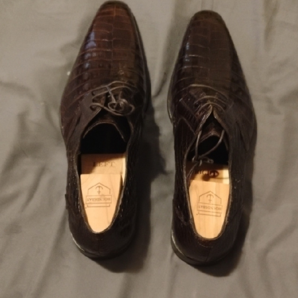 Mezlan Rich Brown Crocodile Embossed Loafers
